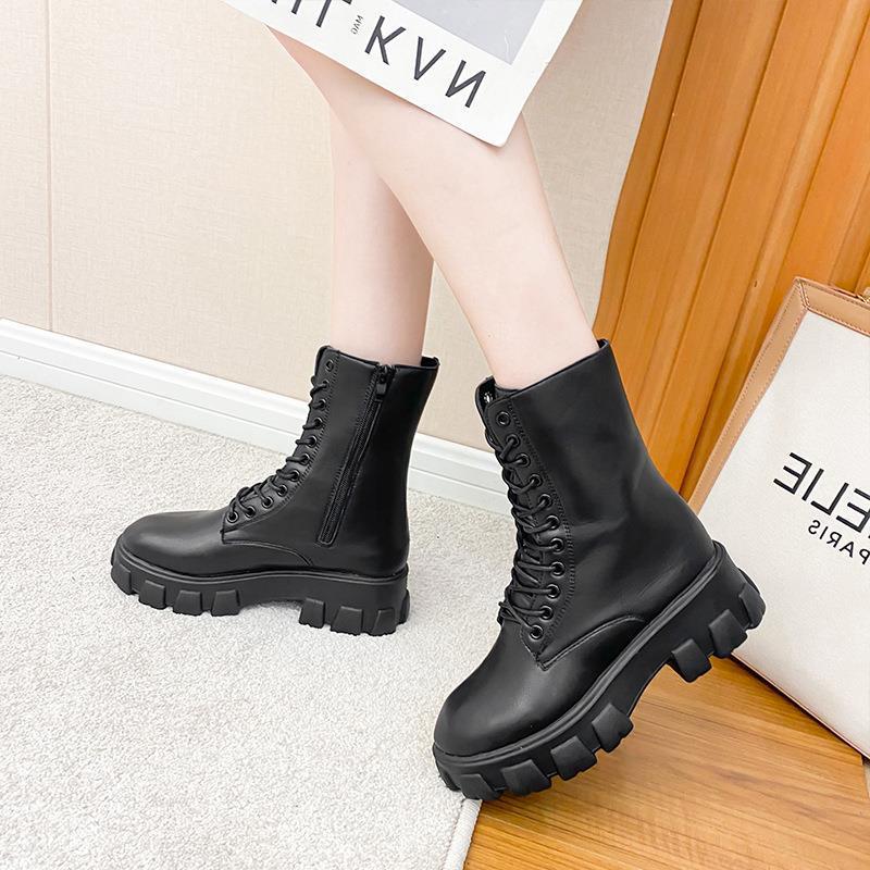Women's Martin Ankle Boots With Thick Sole And Side Zipper_voghion.com
