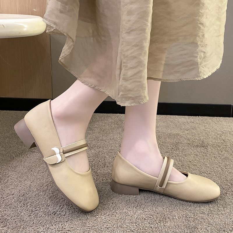 Gentle flat bean women's spring and autumn summer 2024 new shallow mouth soft sole not tired foot single shoes_voghion.com