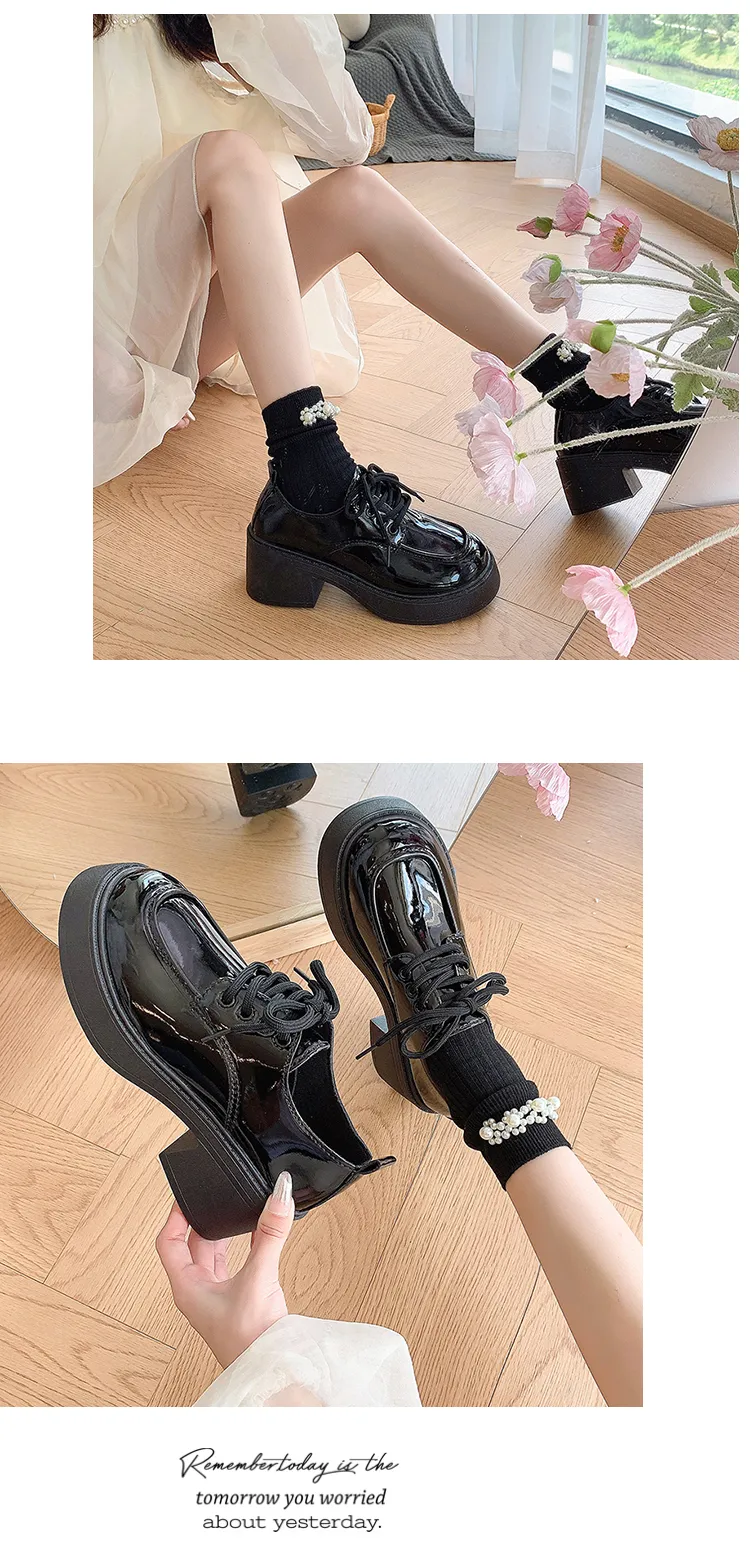 Spring 2024 New Black Platform Flats Women Loafers Slip On Boat Shoes Designer Casual Leather Oxfords_voghion.com