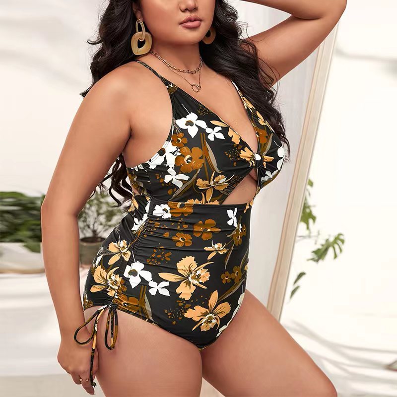 Frauen große größe fett mädchen gedruckt versammelt hohl einteiliges sexy bikini frauen badeanzug_voghion.com