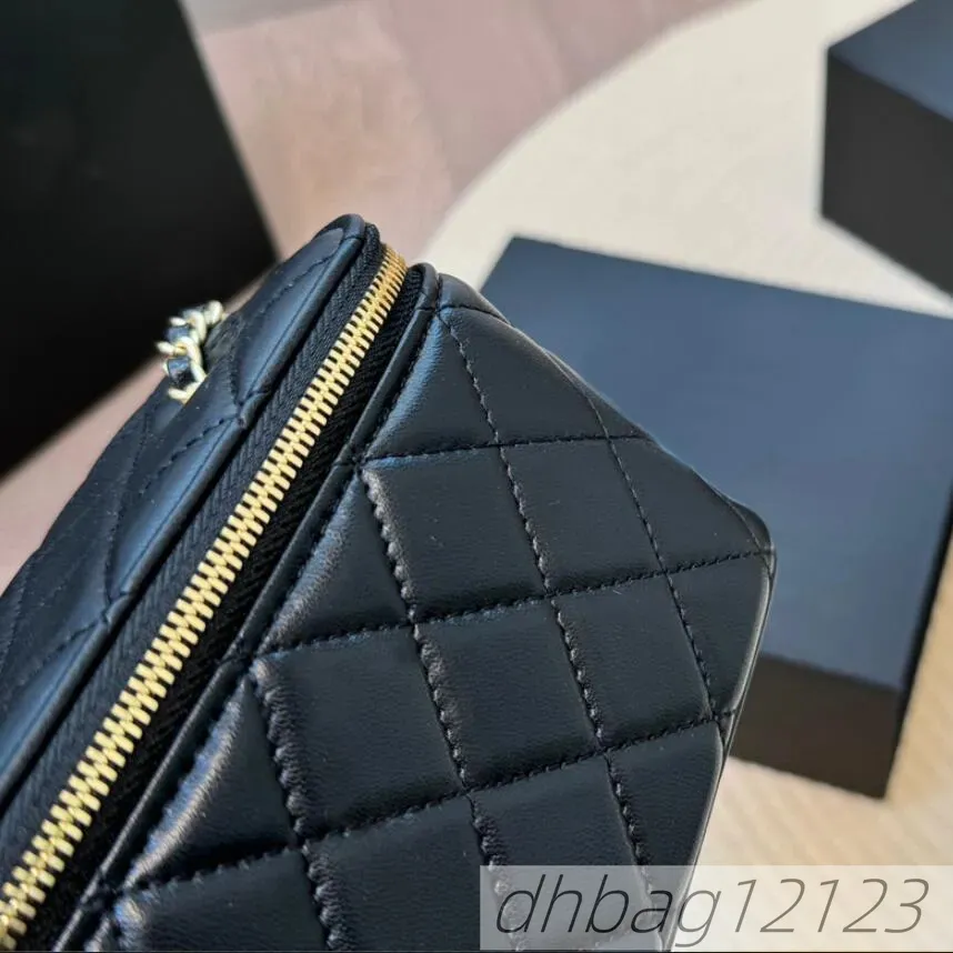 Lambskin Pearl Ball Quilted Makeup Vanity Box Bags Black White Pink Sier Crossbody Card Holder Large Capacity_voghion.com