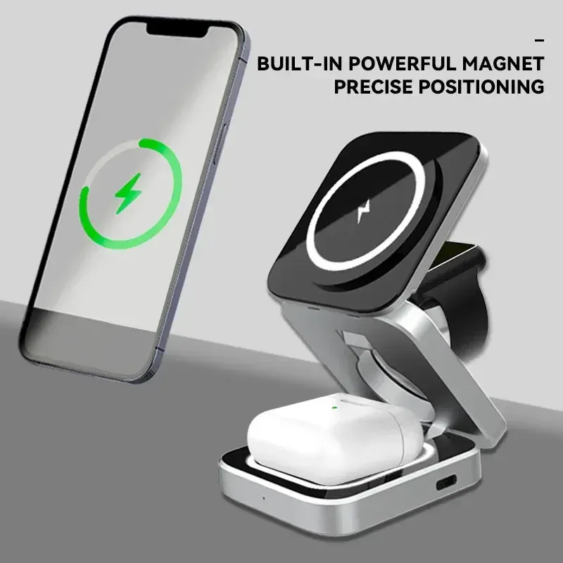 30W magnetische draadloze standaard voor iPhone 16, 15, 14, 13, 12 Pro Max, Samsung Watch 6, 5, Iwatch 8, 7, snellaadstation_voghion.com