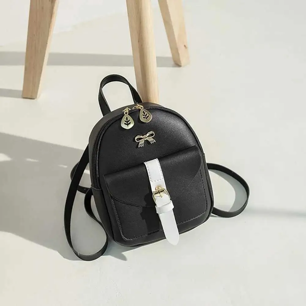 Kleiner Damen Mini Rucksack Aus Pu Leder Mit Schleife Detail_voghion.com