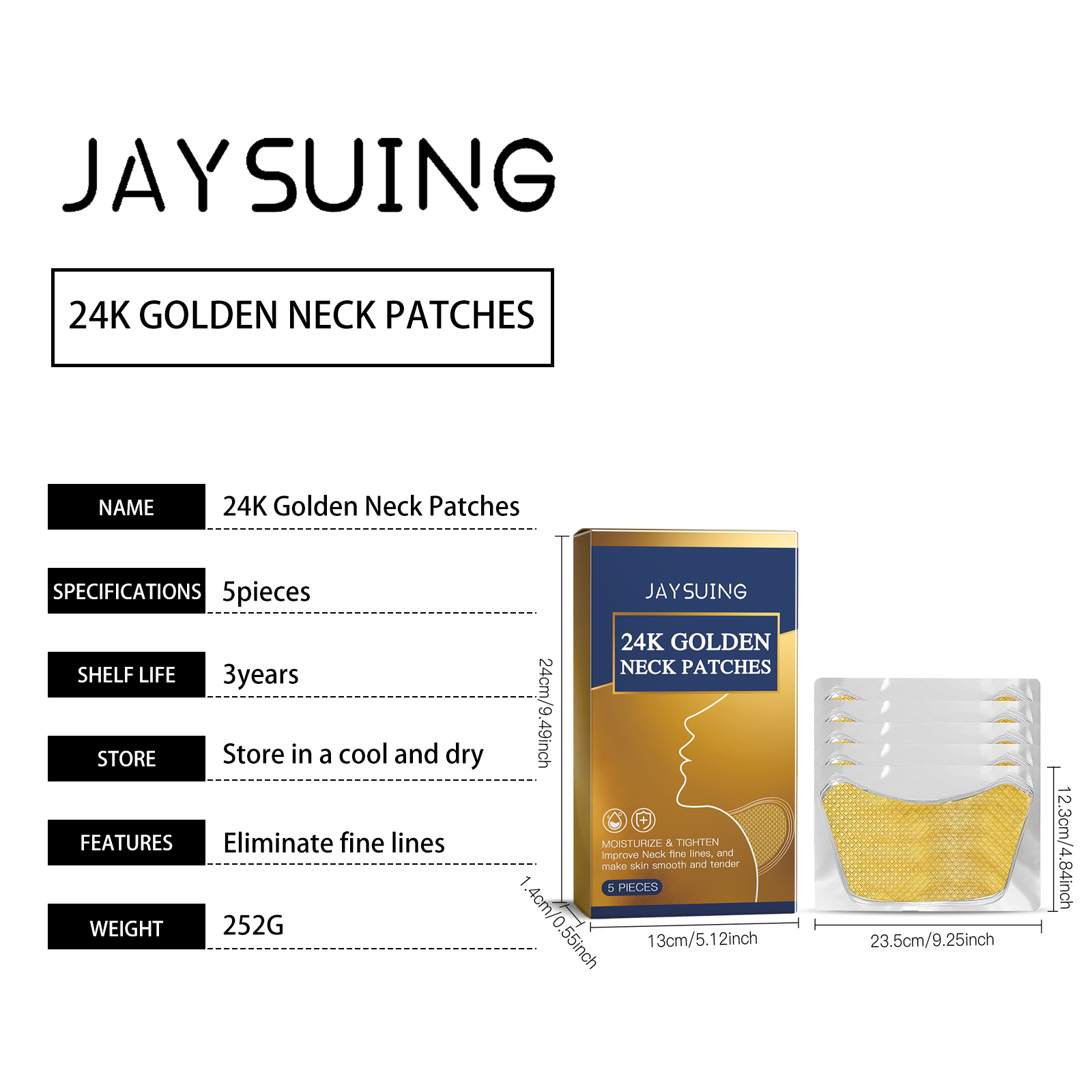 Jaysuing Gold Collagen Neck Patch Moisturizes, Nourishes And Lifts Neck Line Patch_voghion.com