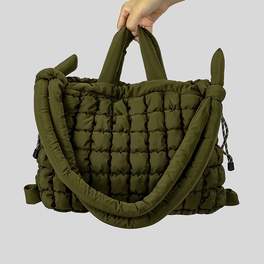 Women's Bags Bubble Pleated Shoulder Bag, Large Capacity Student Backpack, Women's Nylon Diamond Patterned Tote Bag._voghion.com