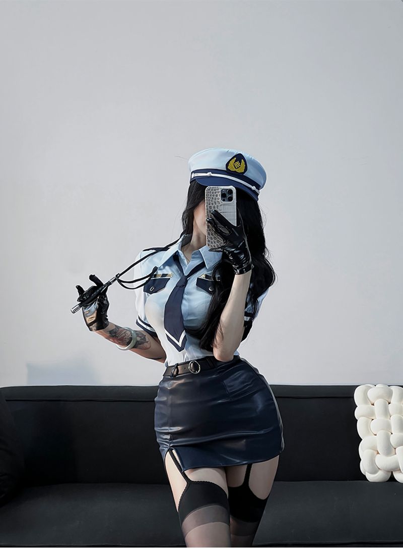 Déguisement sexy de policière de style marine, costume de cosplay pur désir, hôtesse de l'air de la cour de nuit, secrétaire, uniforme taille reine_voghion.com