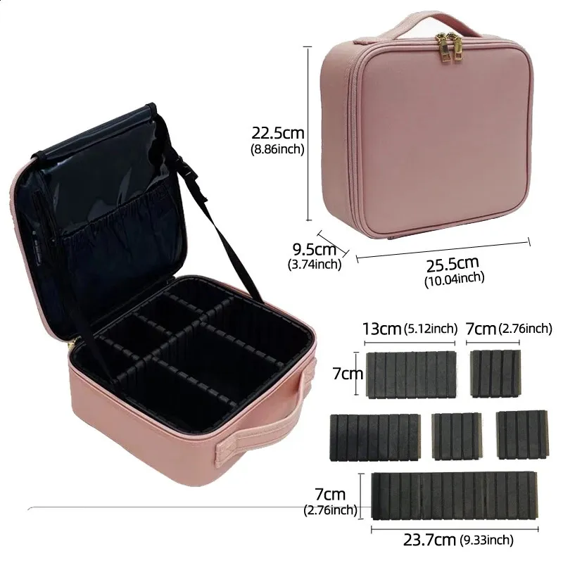 Trousse de maquillage en cuir PU pour femme, trousse de voyage multifonctionnelle et portable pour ranger le maquillage 241220_voghion.com