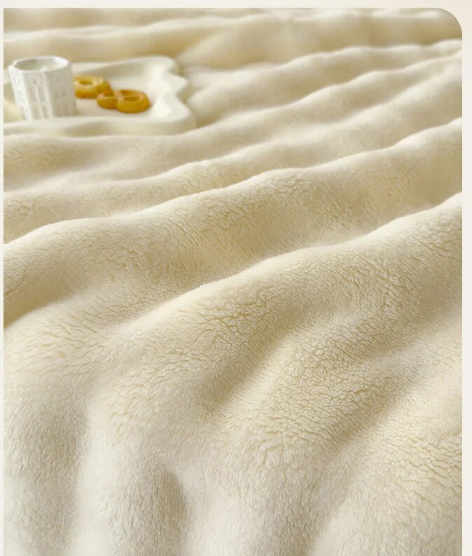 Light luxury high-end rabbit plush double-sided plush, thickened multi-functional air conditioning lunch break cover_voghion.com