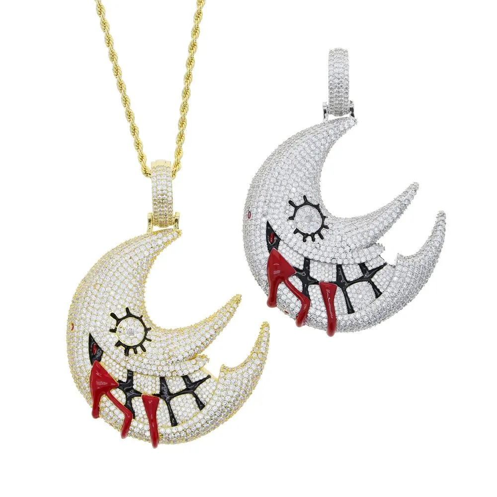 Collana con ciondolo luna in zircone 5a placcato oro gioiello_voghion.com