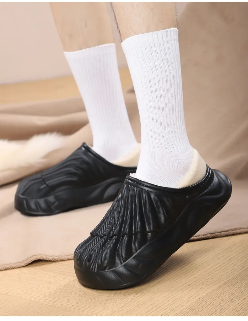 Couple Solid Color Waterproof Cotton Slippers Warm Fashion Casual Can Be Worn Outside Men And Women_voghion.com