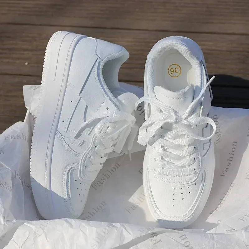 U Leather Dames Witte Casual Dames Vulcanized Sneakers Ademende Sport Wandelschoenen Hardloopschoenen Platform Platte Schoenen Sneaker_voghion.com