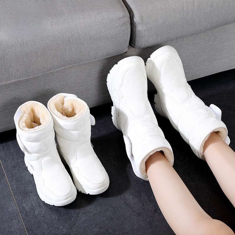 A Great Partner For Skiing Tourism! White Snow Boots For Parent-child Men And Women, Non Slip And Warm_voghion.com