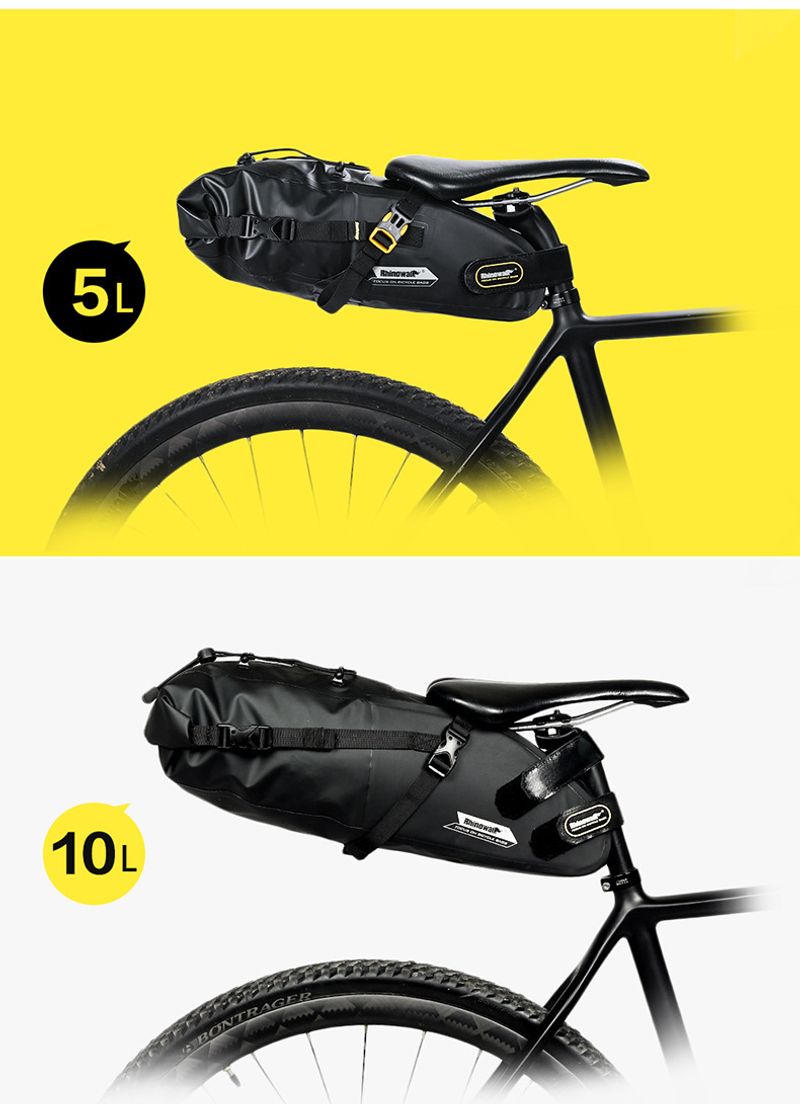 RHINOWALK Rhino Full Waterproof Bicycle Saddle Tail Bag Large Capacity 10L Road Bike Lightweight Long Distance Riding_voghion.com