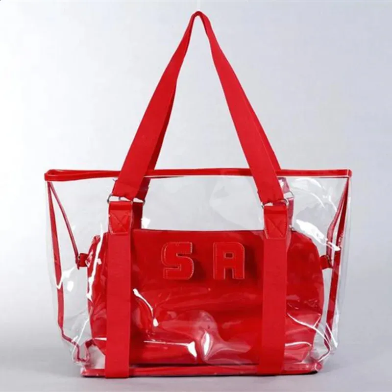 Candy color Transparent Bags Summer Package PVC clear Beach Jelly Crystal Shoulder Bag Women Handbag drop 240731_voghion.com