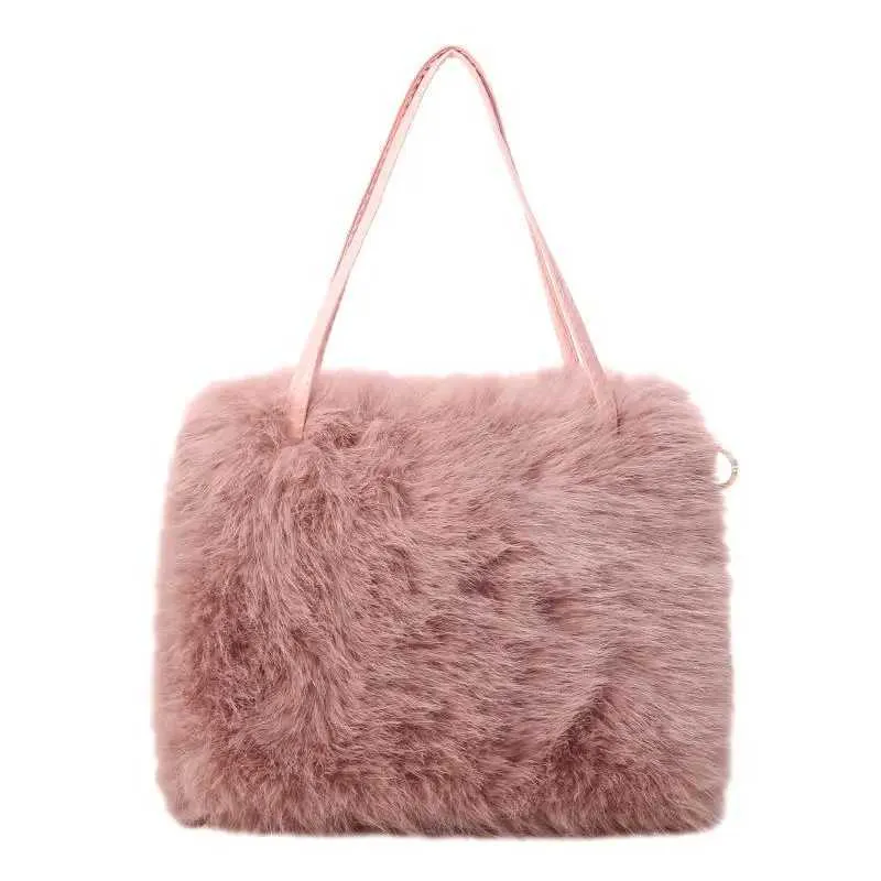Sac à bandoulière simple en peluche à la mode pour l'hiver, grande capacité, minimaliste, pour fille, NEWC241214_voghion.com