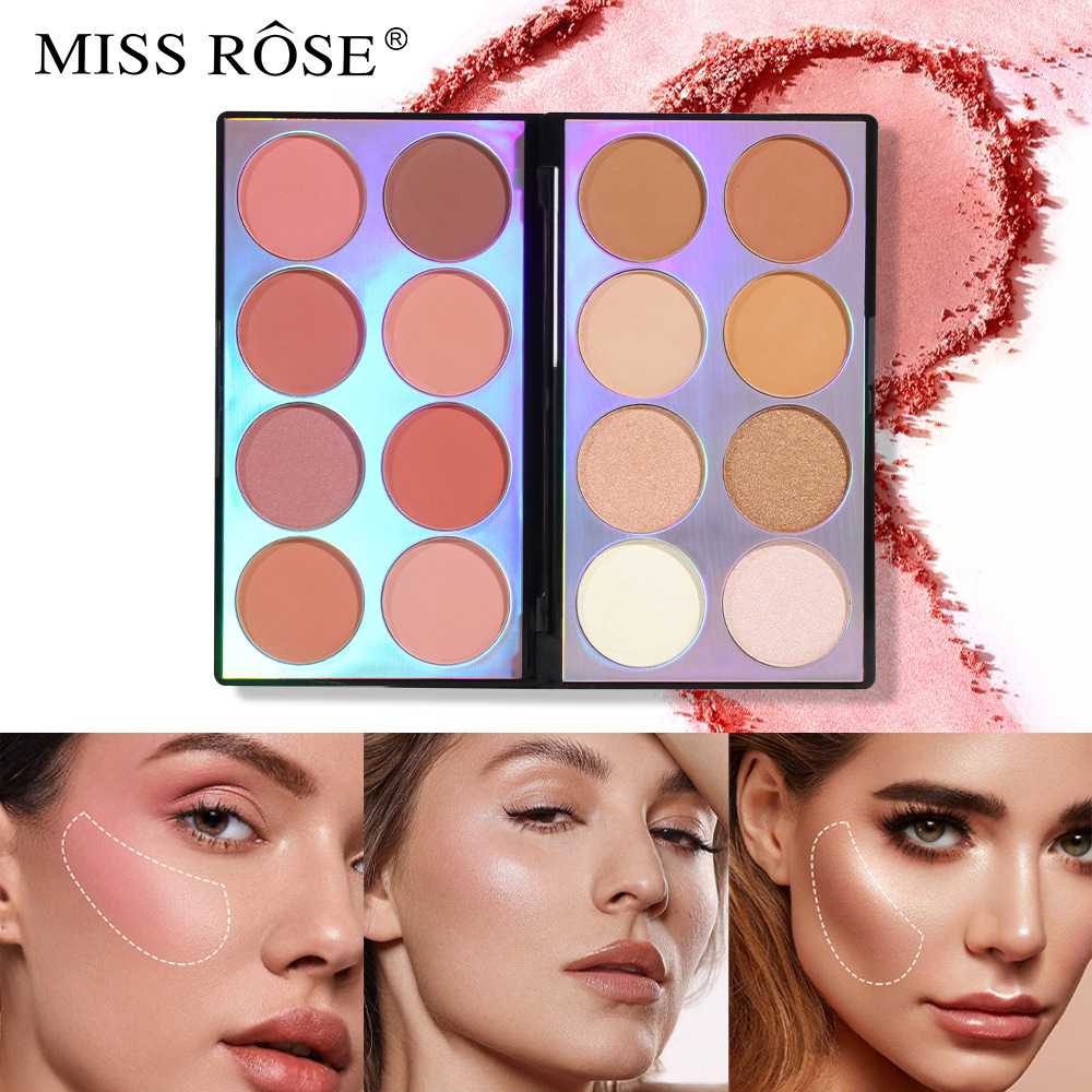 Makeup Matte Blush Contouring All In One Face Brightening Highlight Pearlescent Eyeshadow Palette_voghion.com