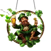 Gelukskabouter-zonnevanger - 23 cm gekleurd acrylkunstwerk. Feestelijke Ierse decoratie voor St. Patrick's Day of als decoratie voor in huis._voghion.com
