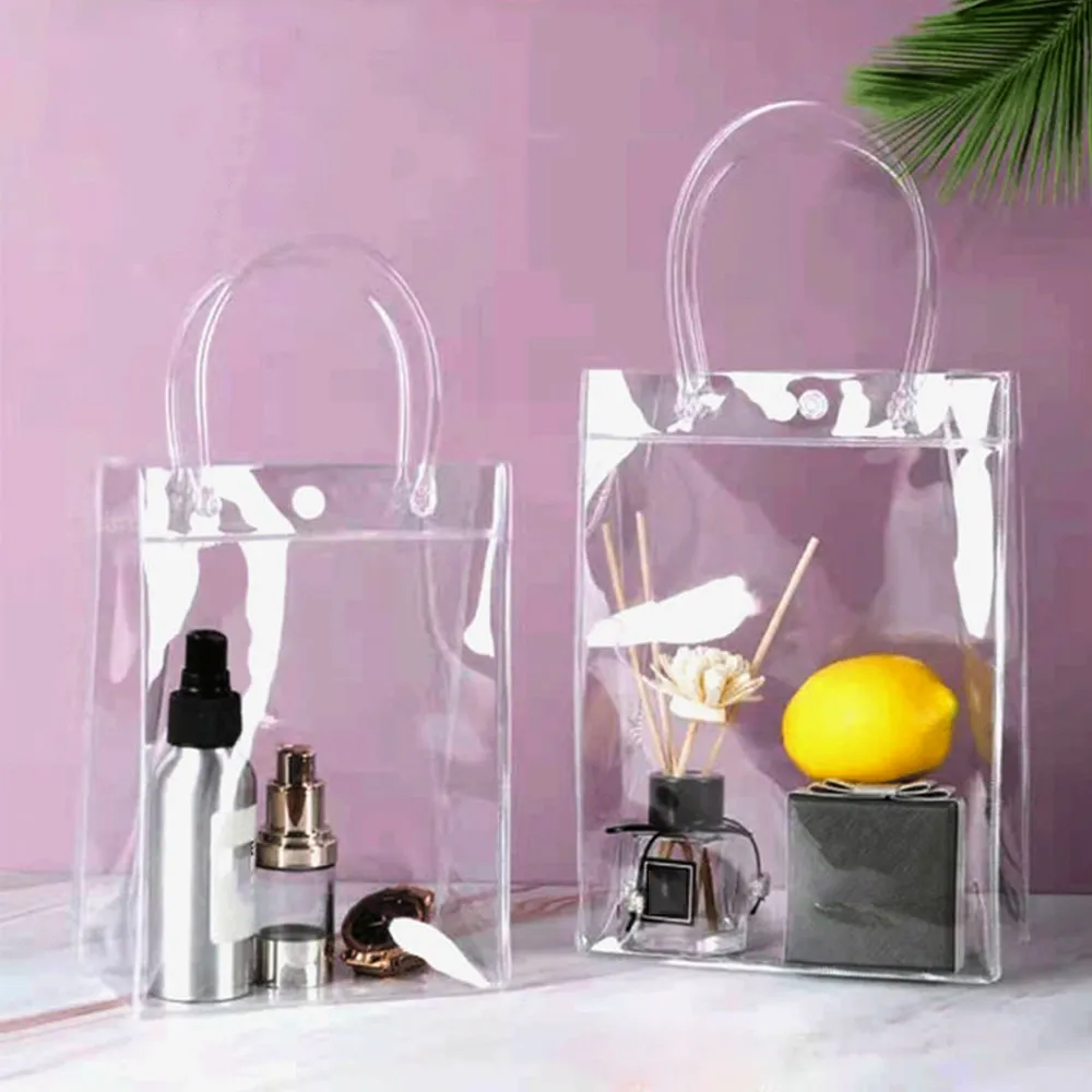 2024New Clear Purse Handbag For Lady Eco Friendly Flower Tote Shopping Reusable Waterproof PVC Shoulder Shopper Bag_voghion.com