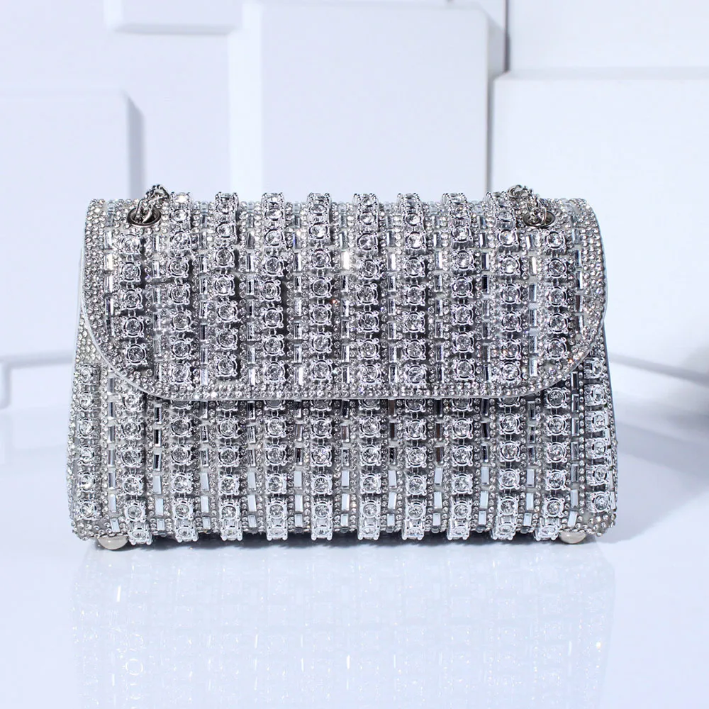 Bling Rhinestones Women's Evening Purses And Handbag Designer Shoulder Bag Shiny Crystal Clutch Purse_voghion.com