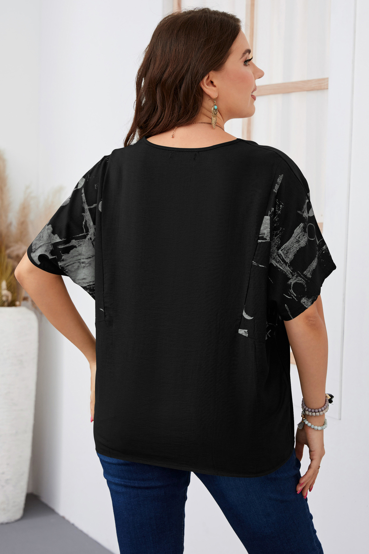 Camicia estiva da donna di grandi dimensioni a maniche corte ampia_voghion.com
