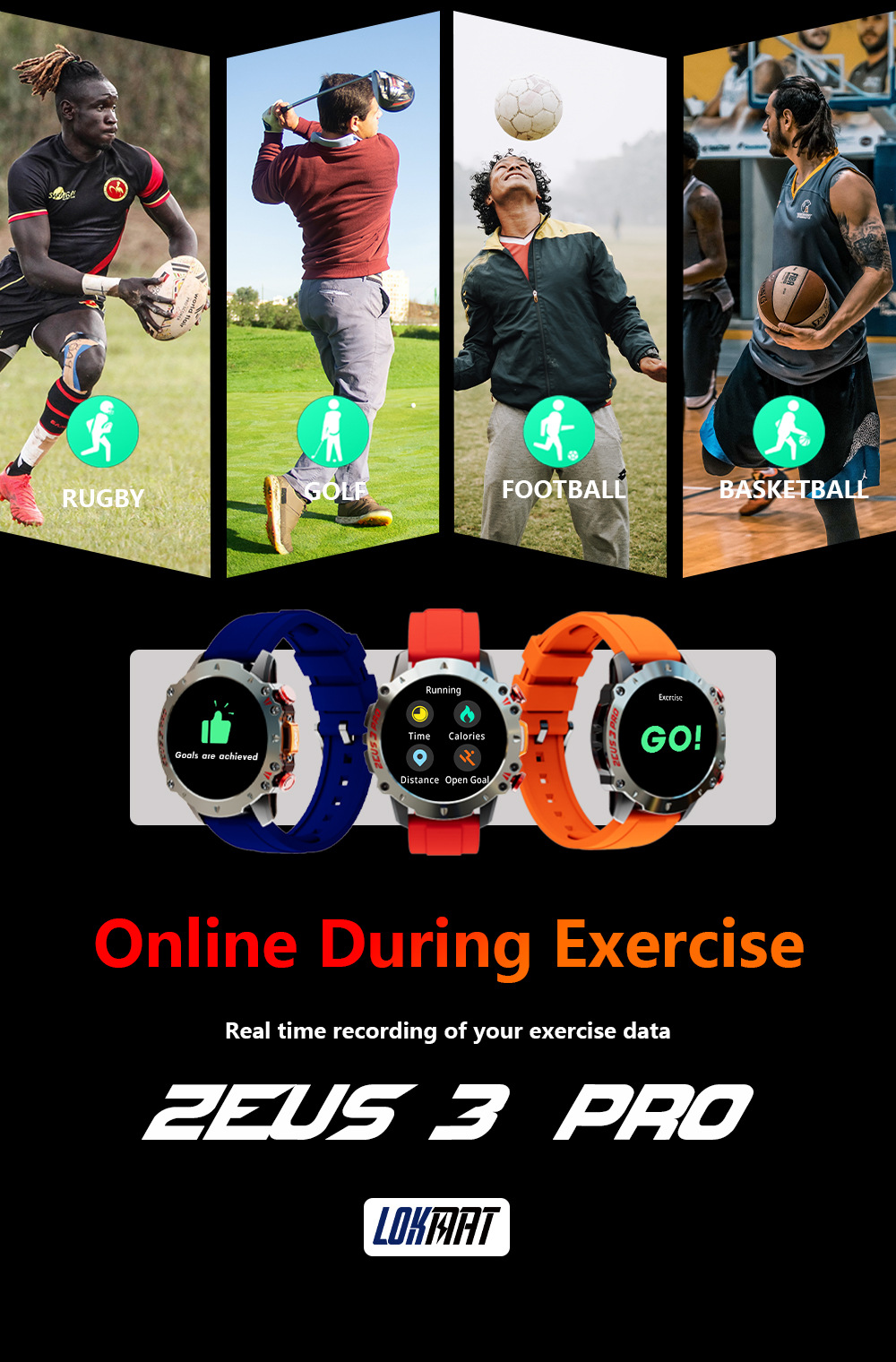 LOKMAT Smart Watch ZEUS3 PRO Outdoor Sports Bluetooth Call Phone Book Call Message Reminder_voghion.com