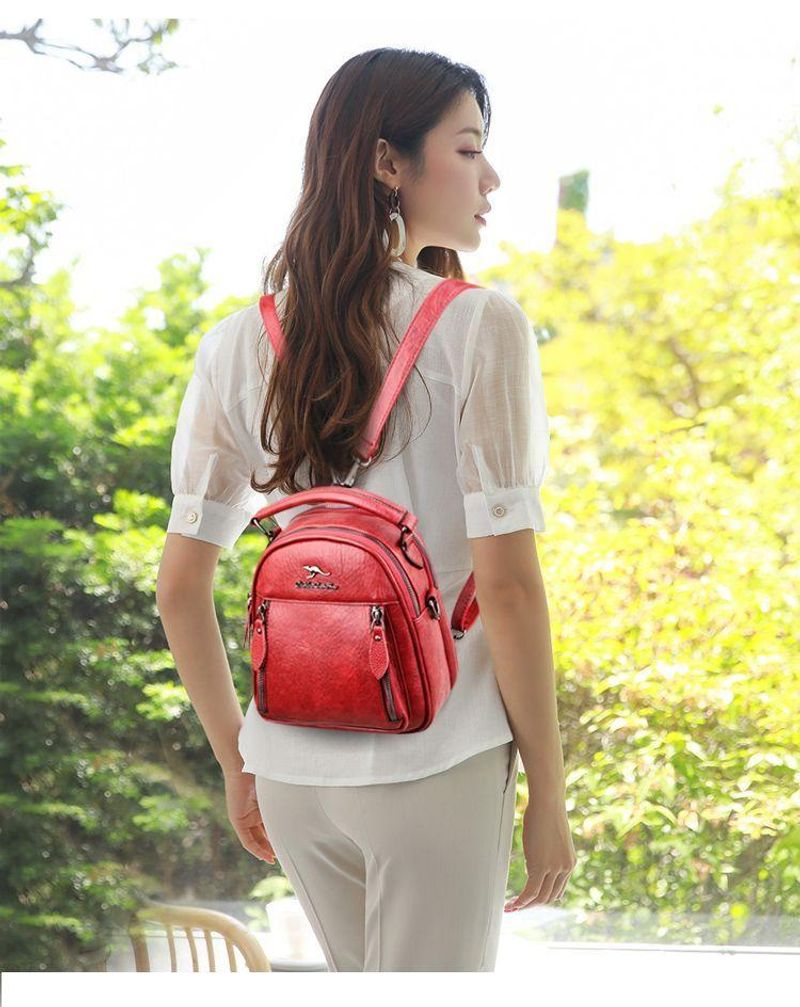 Zaino Mouse Originale per Donna 2024 Nuova Borsa a Tracolla Multifunzionale Multistrato in Pelle Morbida All-Match_voghion.com