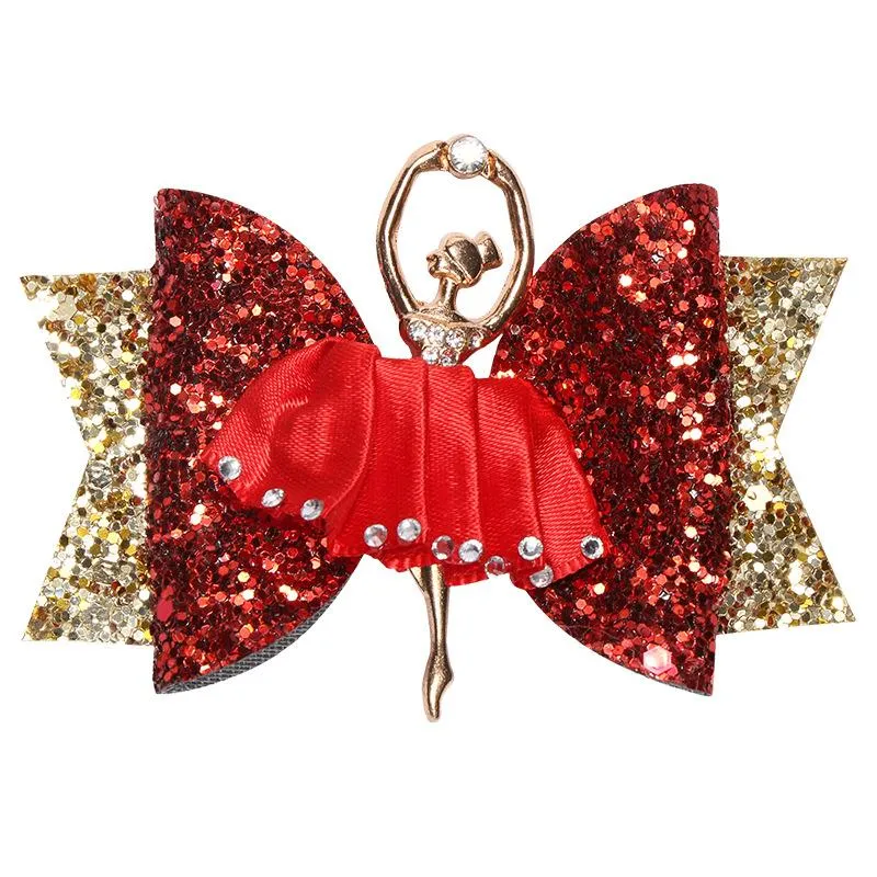 10pcs/Lot Adorable Ballet Girl Glitter Bows For Kids Sequins Clips Sparkly Party Hairgrips Fashion Hair Accessories_voghion.com
