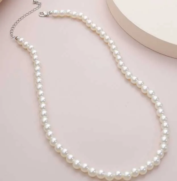 Natürliche Süßwasserperlenkette für Damen, S, Sier, Hirse, Temperament, Netzwerk, Rot, Mode, speziell geformte Perlen_voghion.com