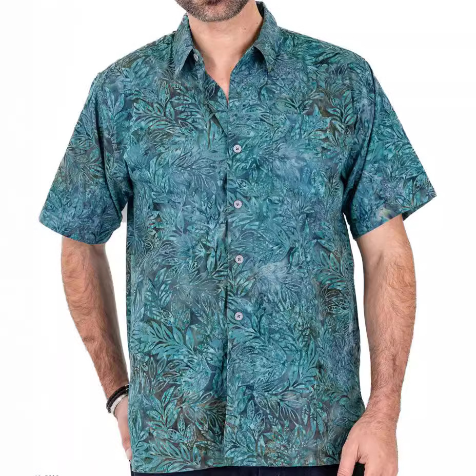 Summer new oversized casual 3D digital printed short sleeved Hawaii men's shirt_voghion.com