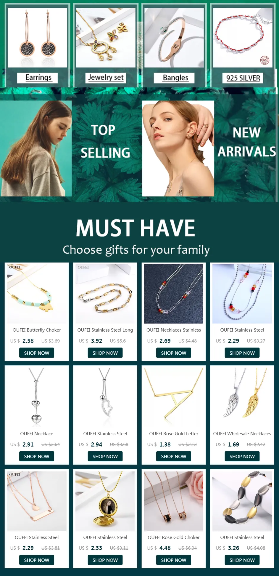 Chains OUFEI Stainless Steel Jewelry For Woman Valentines Day Accessories Bohemian Long Necklace Wholesale Lots Bulk_voghion.com