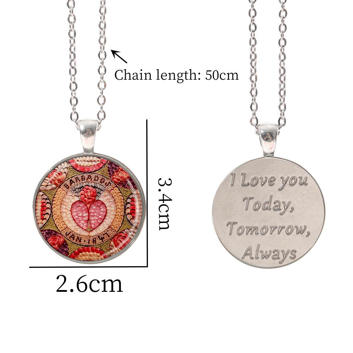 Collier pendentif photo en verre rond argenté en forme de cœur d'amour à la mode, accessoires de bijoux de mode, cadeau_voghion.com