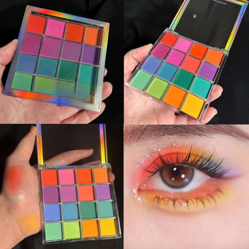 Sombra de ojos nude mate perlado arcoíris de 16 colores Luscious_voghion.com