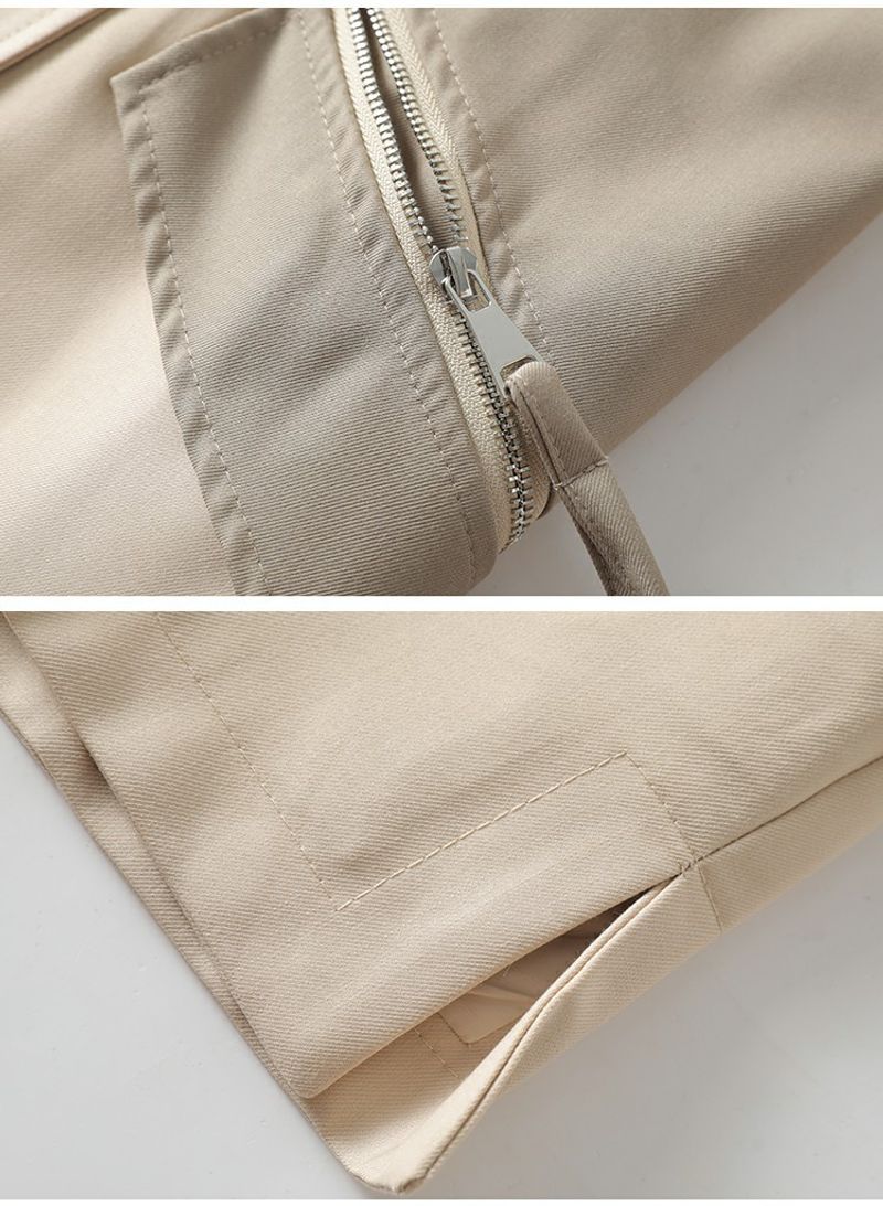 Women's autumn new long-sleeved lapel double-breasted contrast color coat 9676_voghion.com