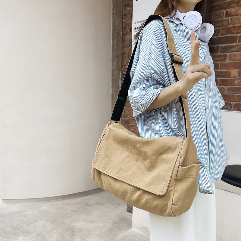 Damen Messenger Vintage Toile Adolescent Schultertasche Tragetaschen Casual Handtasche Sac À Bandoulière_voghion.com