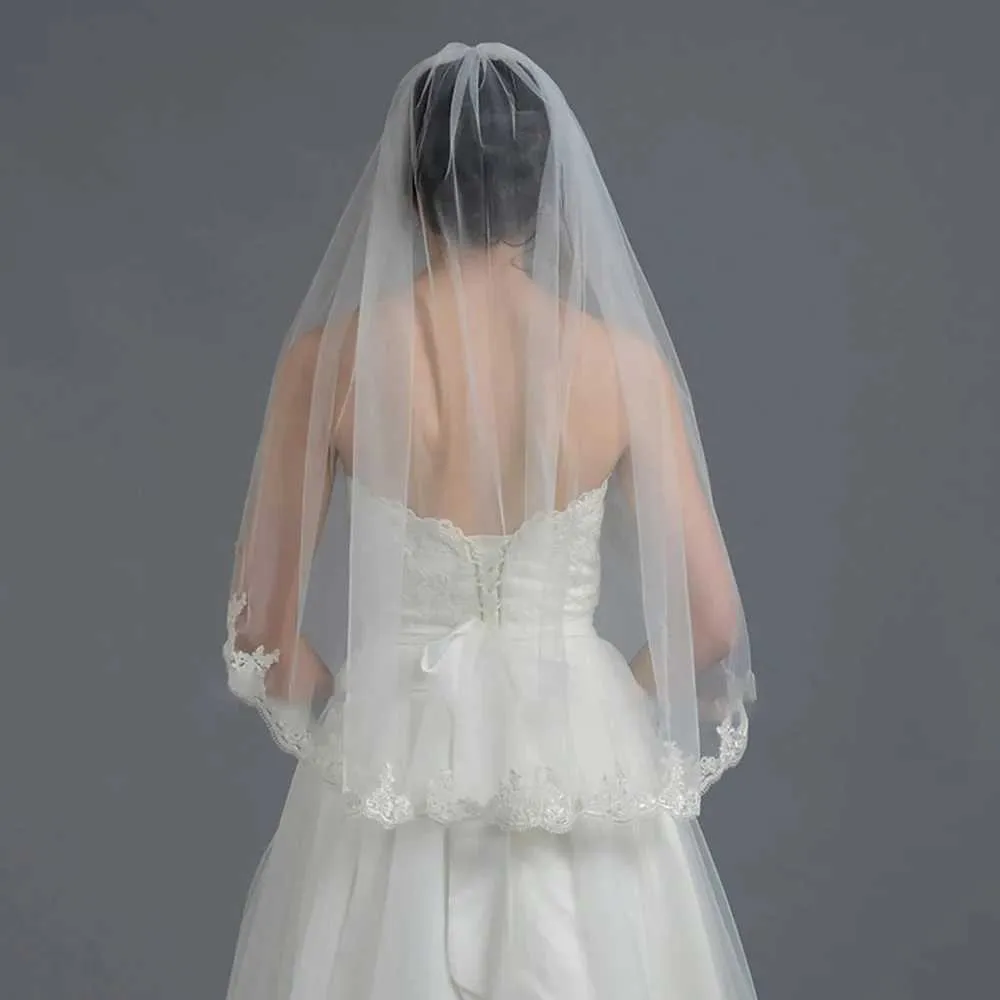 Bruidssluier met kantrand bruidsaccessoires voor in het haar_voghion.com