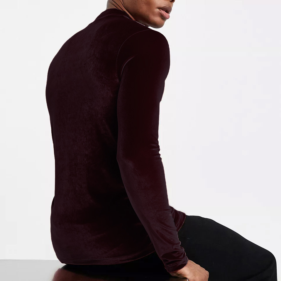 abbigliamento maschile t-shirt a maniche lunghe dolcevita in velluto dorato caldo e versatile top traspirante alla moda camicia da fondo_voghion.com