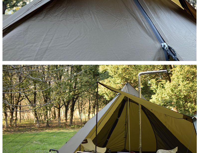 Camping în aer liber 15D cu o singură față din silicon pentru două persoane, ultra-ușor, plus perdea de cer, cort piramidal două în unu_voghion.com