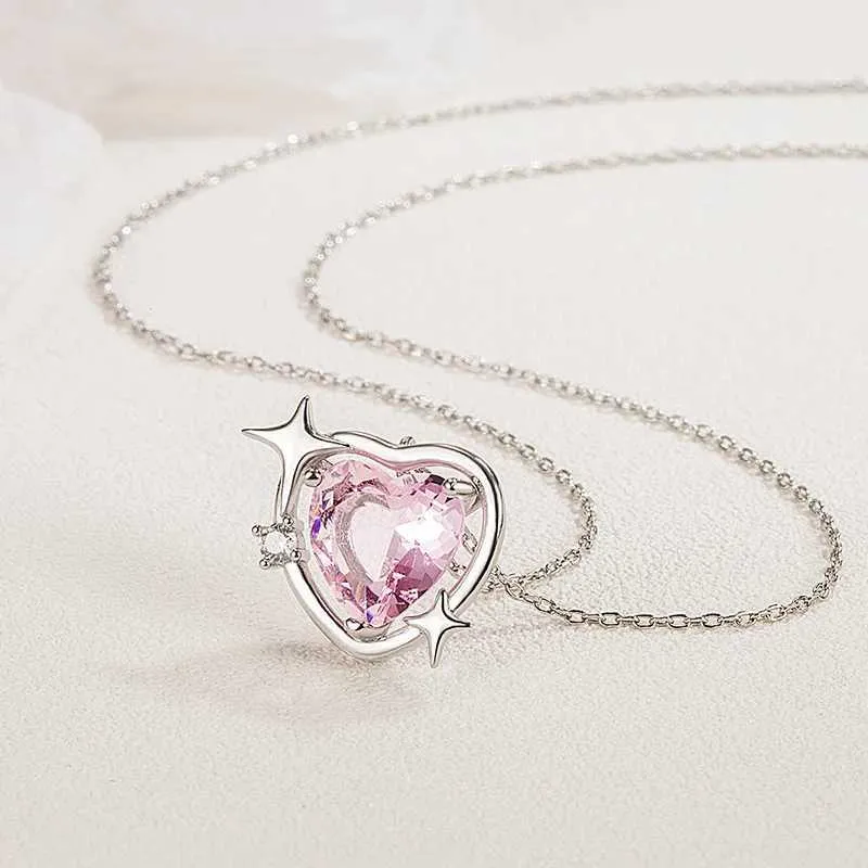 Collane con ciondolo Serie adorabile Collana Piccolo design a forma di cuore Stella Amore Cristallo rosa Dolce collana regalo_voghion.com