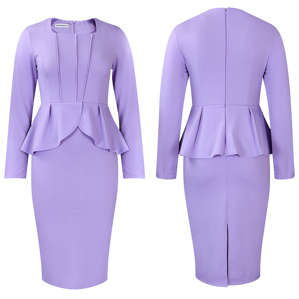 Women's Autumn And Winter New Long-sleeved OL Temperament Elegant Ruffled African Dress_voghion.com