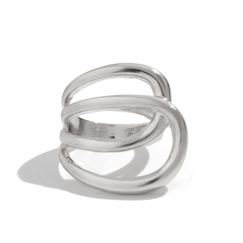Braccialetto con doppio anello con specchio geometrico esagerato alla moda e design aperto Sense Hug_voghion.com