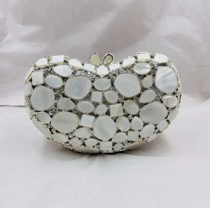 Poșetă de seară cu model shell roz pentru femei, cu pietre, Minaudiere, pentru petreceri, cină, Rhie, genți de mână cu cristale, genți și clutch-uri de seară_voghion.com