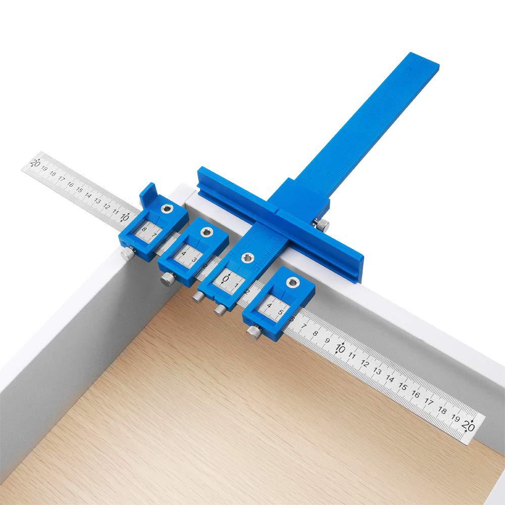 Multifunctional Furniture Carpentry Punch Locator Drill Guide Ruler Woodworking Hole Locator Adjustable Drilling Positioner Tool_voghion.com