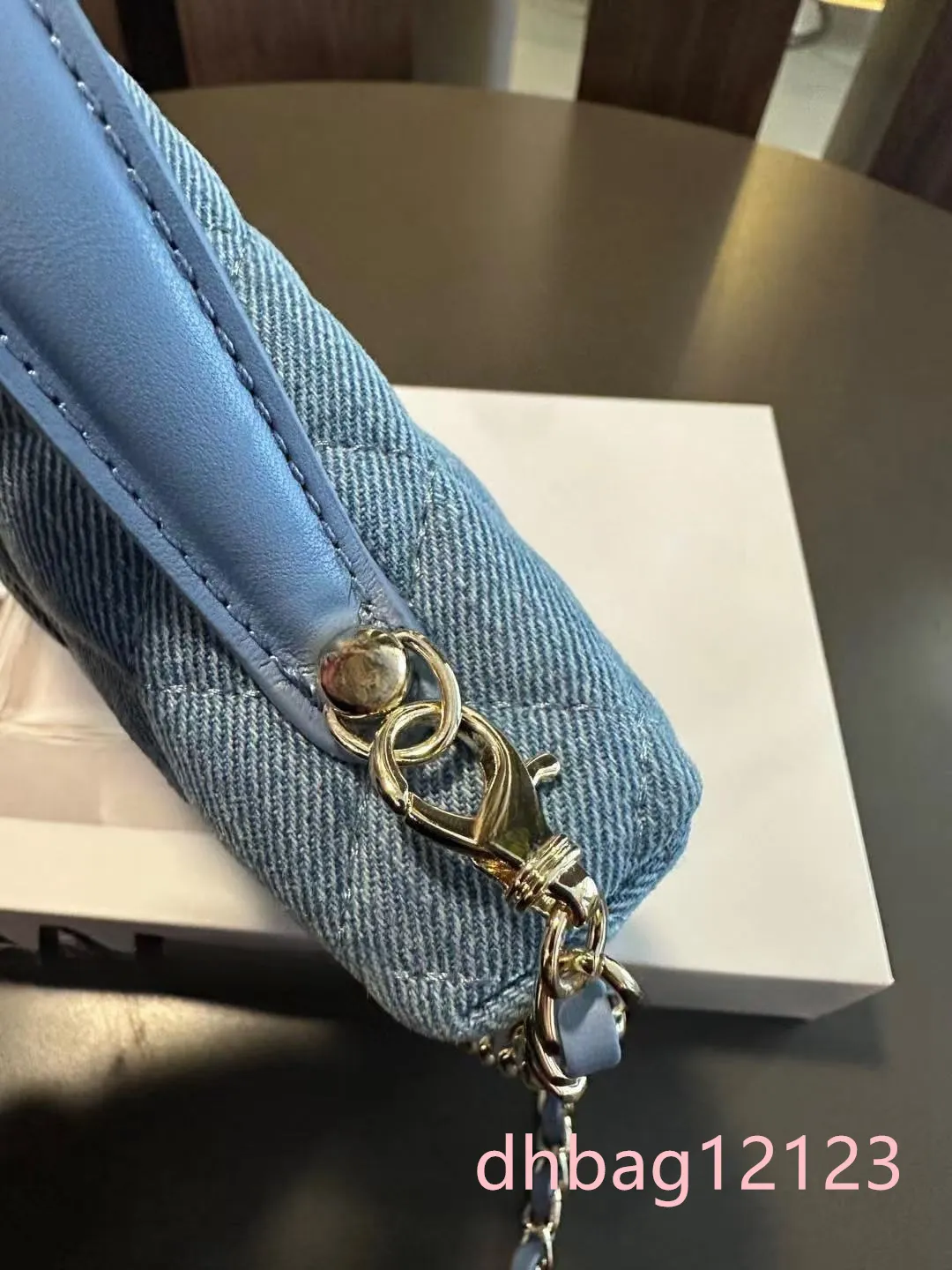 Borsa da donna con manico superiore, borsa da trucco, borsa a tracolla diagonale con catena in denim, porta rossetto, mini_voghion.com