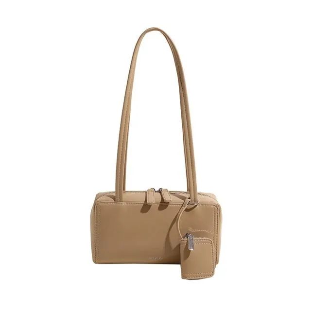 Borsa a tracolla piccola quadrata in pelle PU stile coreano con auricolari, tinta unita, alla moda, per ragazze/donne_voghion.com