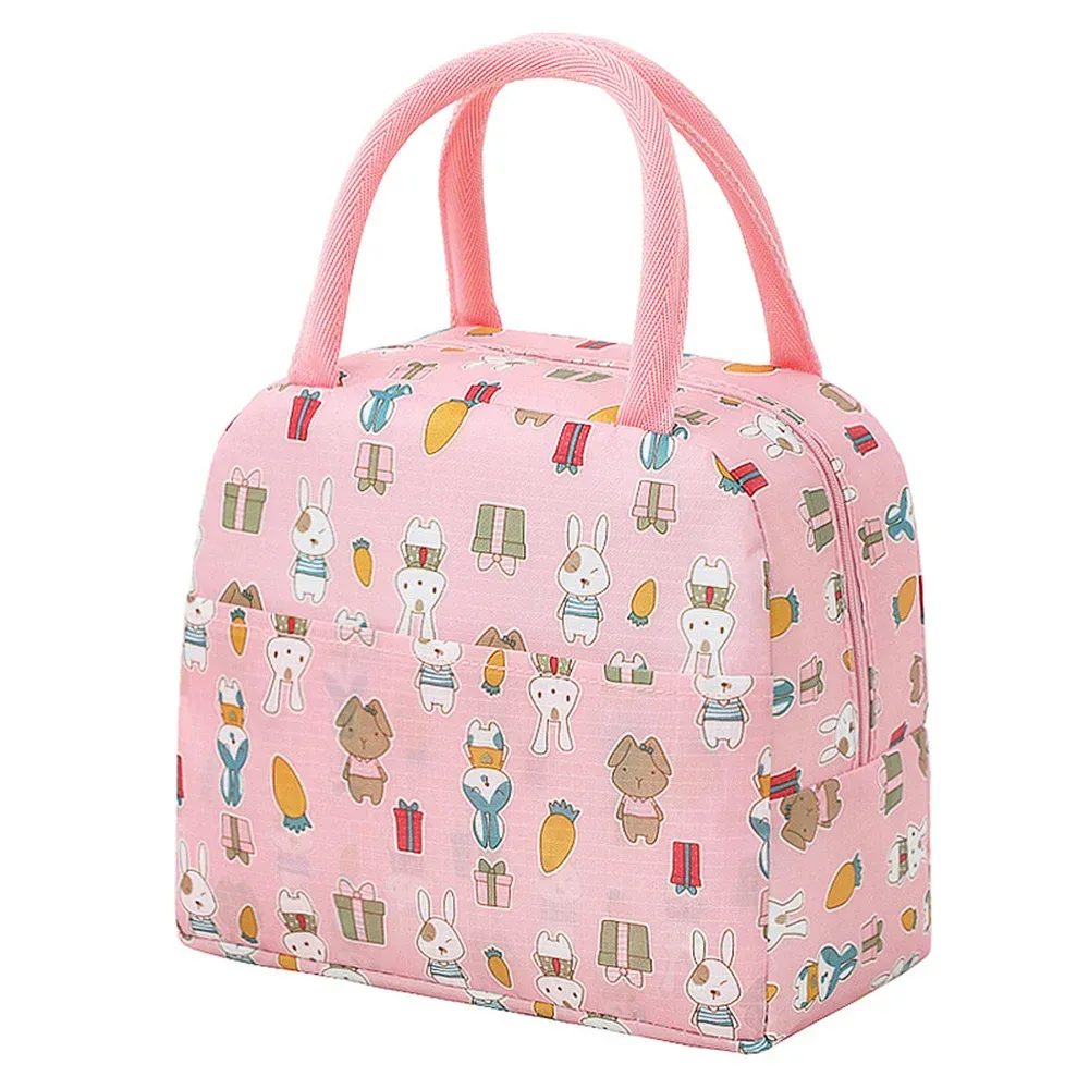 Functional Pattern Cooler Box Portable Insulated Canvas Bag Thermal Food Picnic Lunch Bags For Women Kids_voghion.com