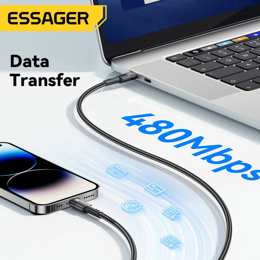 LANSKLBD Essager USB C Cable For IPhone 14 13 12 11 pro Max XS 20W Fast Charging Cable Data Line Charger For iPad Mobile Phone Wire Cord_voghion.com