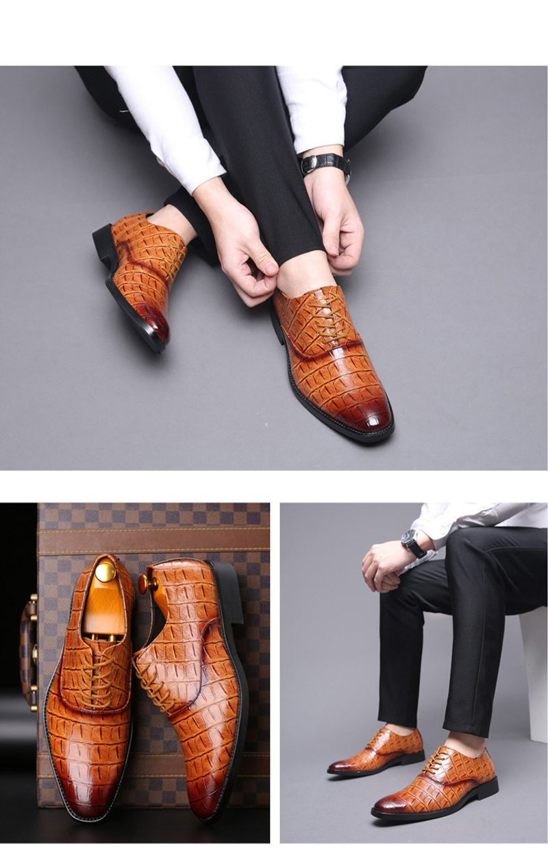 Ανδρικά επαγγελματικά casual φόρεμα Oxfords επίσημα παπούτσια με κορδόνια για γραφείο, πάρτι και καθημερινά ρούχα_voghion.com