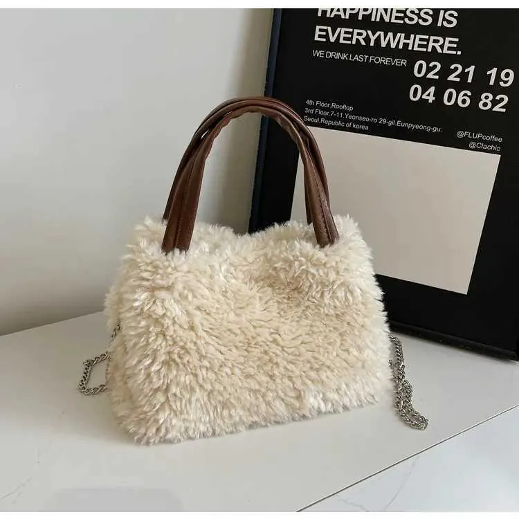 Grande borsa a mano in peluche borsa a spalla donna morbida_voghion.com