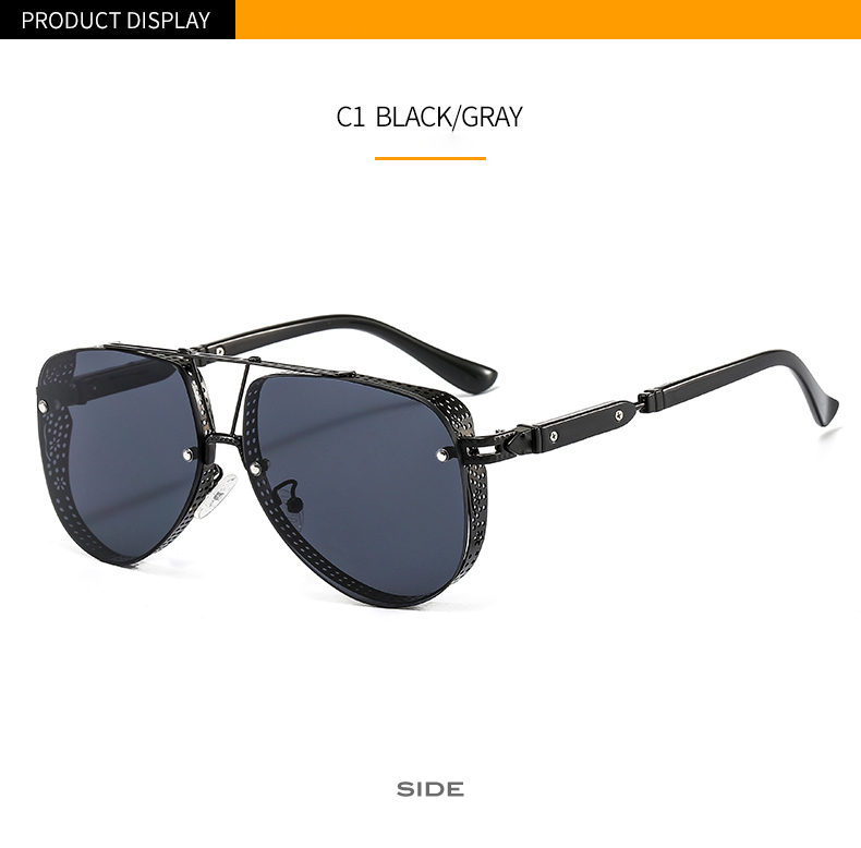New Hollow Paern Oval Sunglasses Men Women Trend Brand Designer Meal Alloy Frame Gradiens Lens conspicuous_voghion.com