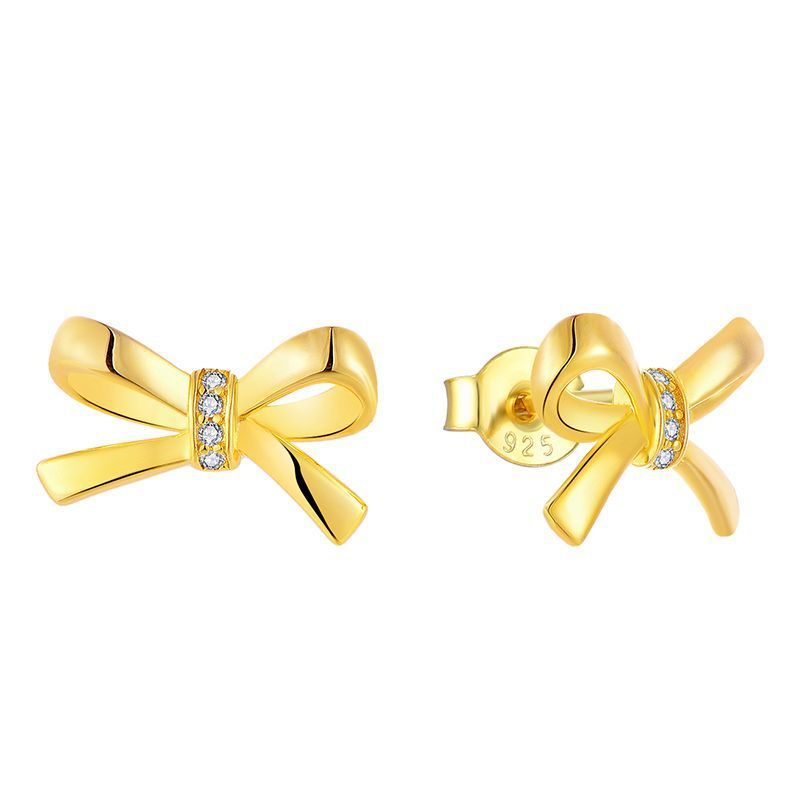 Orecchini a fiocco per donna, argento sterling, orecchini placcati oro 14K, ganci per orecchini, accessori_voghion.com
